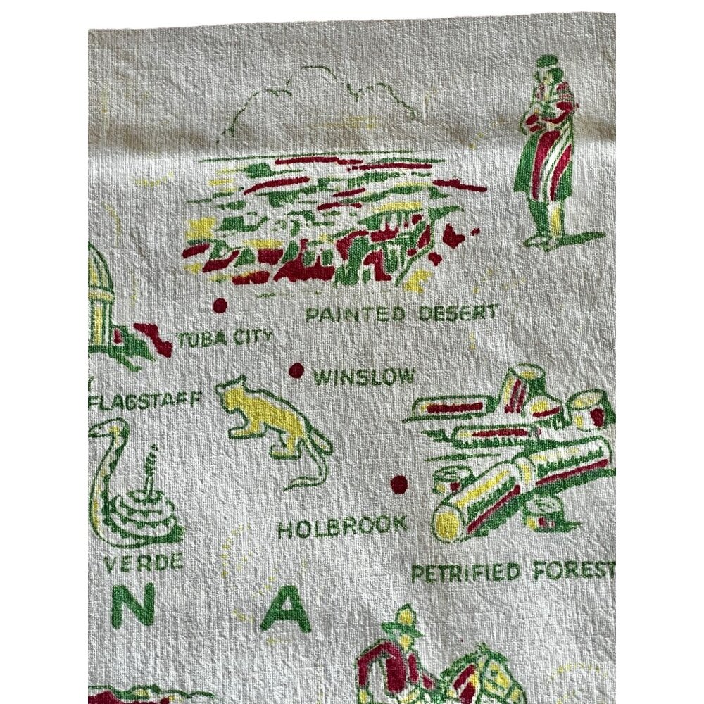 Vintage Arizona Map Tablecloth 39"x30" Cotton Linen Blend Southwest Decor Collec - Picture 9 of 13